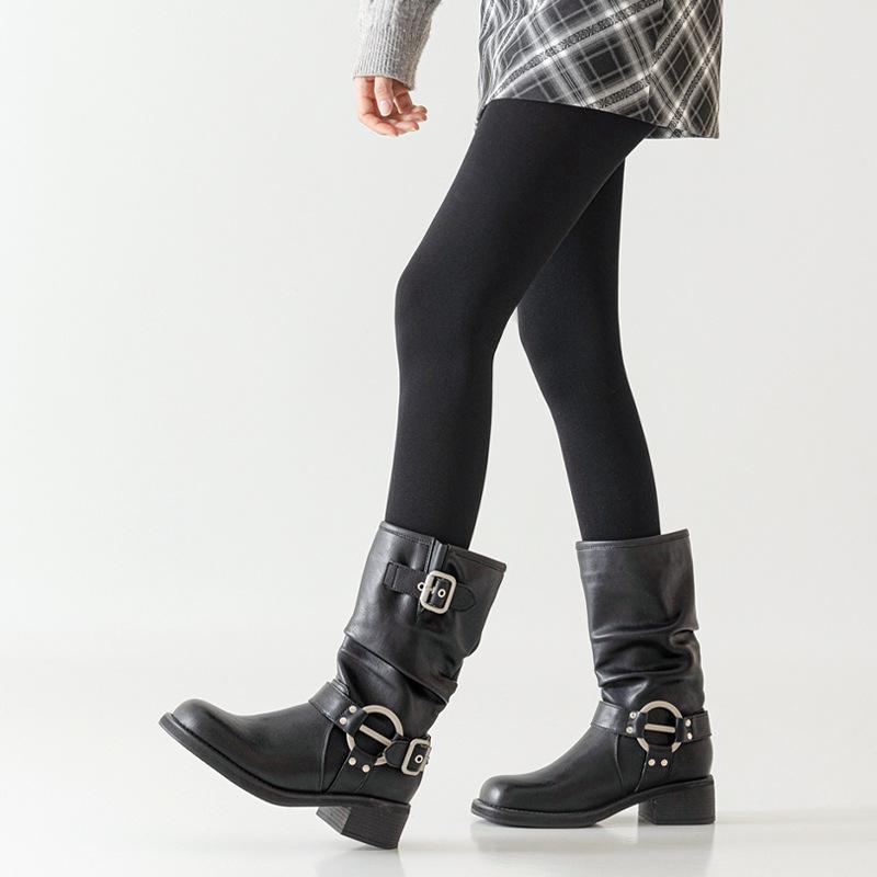 Ciorapi negri de catifea pentru femei - Colanți groși, modelatori pentru toamnă și iarnă