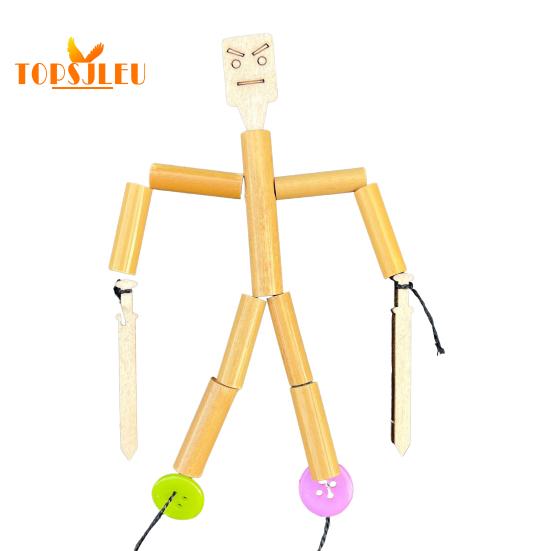 Bamboo Man Toy DIY Puppet Kit,Children Interactive Game,Bamboo Craft Material Kit,Boys Girls Gift