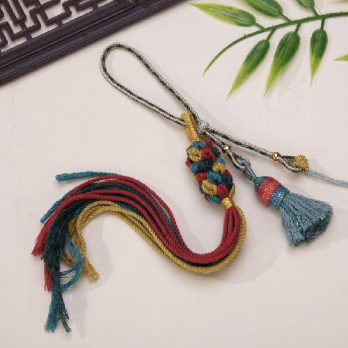 Chinese Knot Handle Rope Tibetan Tassel Pendant Accessories Diy Mobile Phone Lanyard Car Pendant Gold Bead Tassel Pendant