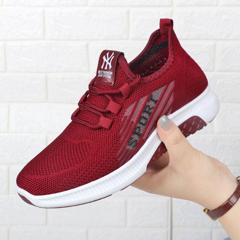Old Beijing cloth shoes, women's mesh breathable casual shoes, soft-soled anti-slip mesh shoes, flat-soled one-foot mom shoes