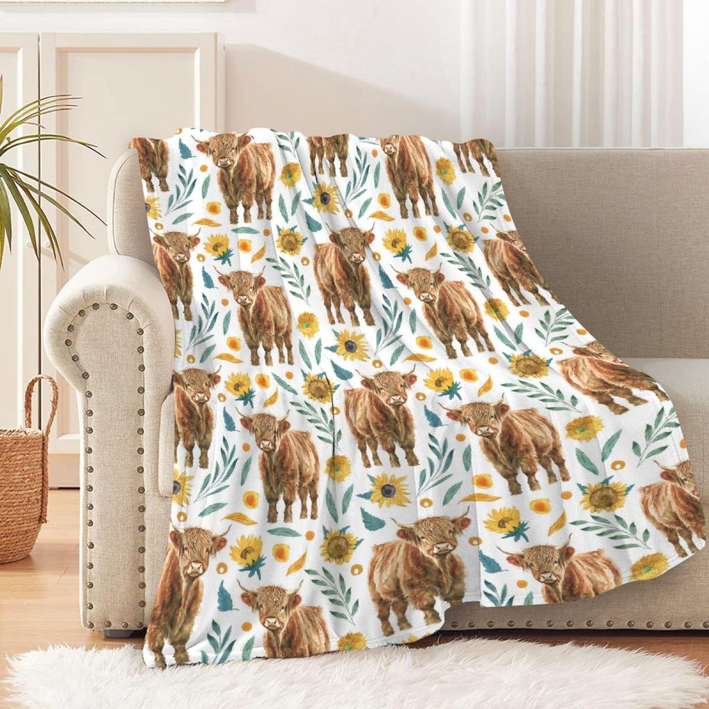 Highland Cow Blanket Soft Flannel Blanket Animal Print Sofa Blanket Print Blanket