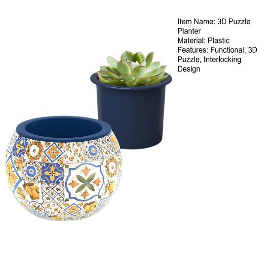 3D Puslespill Plantekasse DIY Blomsterpotte Sammenlåsende Puslespillbiter Sukkulenter Plantekasse for Hjemmekontor Skrivebordsdekor Innendørs Kaktus