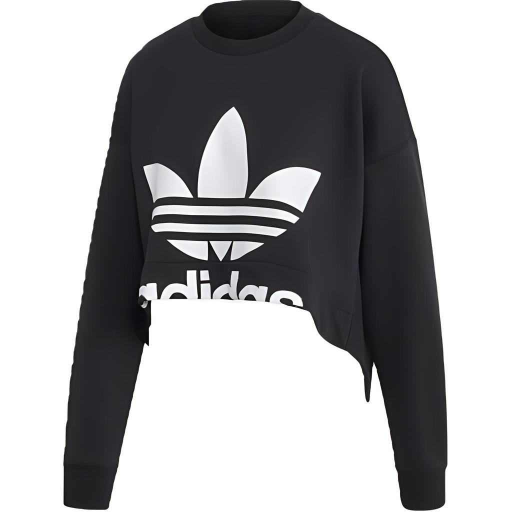 Adidas Originals Round Neck Pullover Cropped Sweatshirt Women sweatshirt Black ED4775
