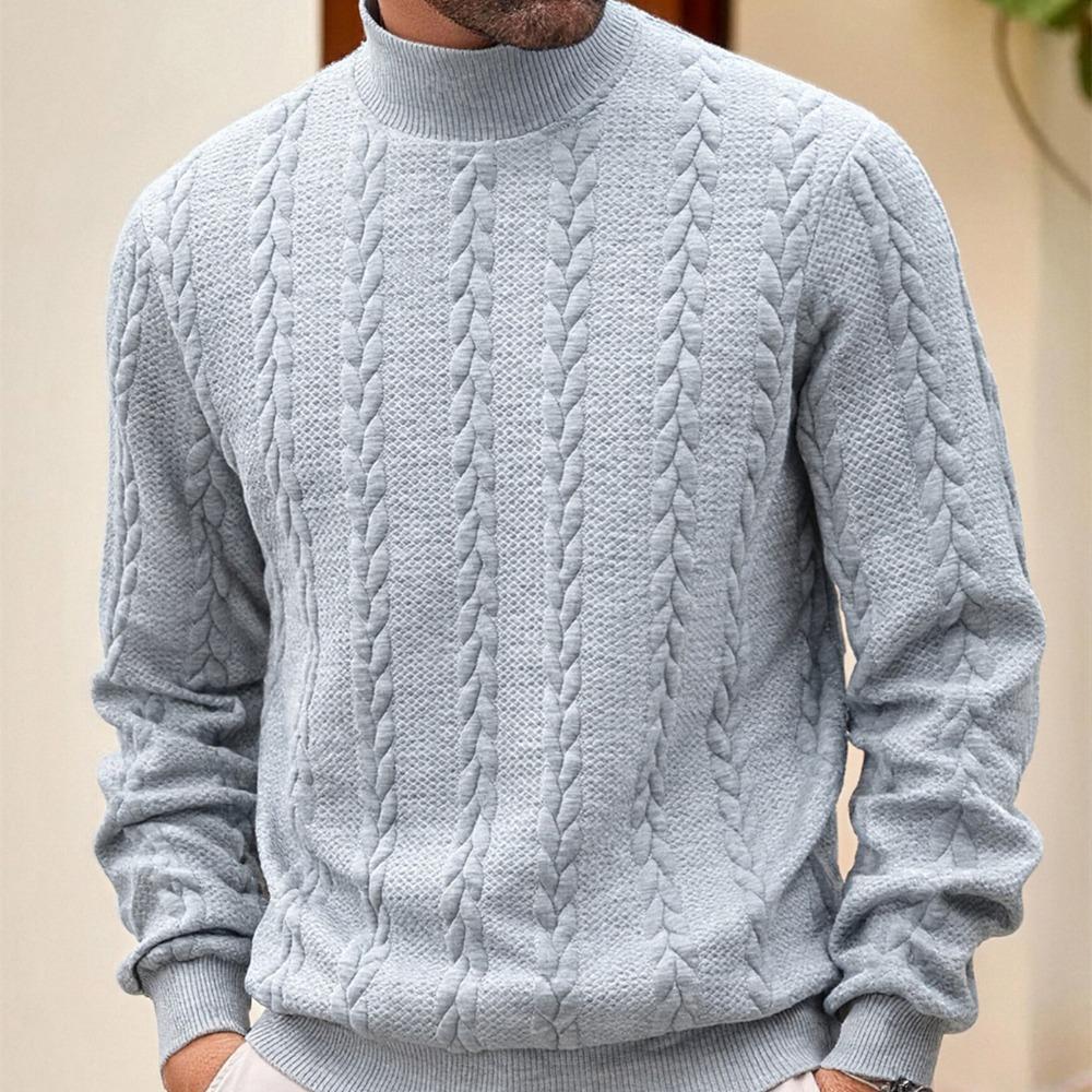 Men'S Sweater Turtleneck Warm Knitted Pullover Cable Knit Sweater Men'S Top Autumn and Winter Commuting Fashion Top Casual Dating Daily