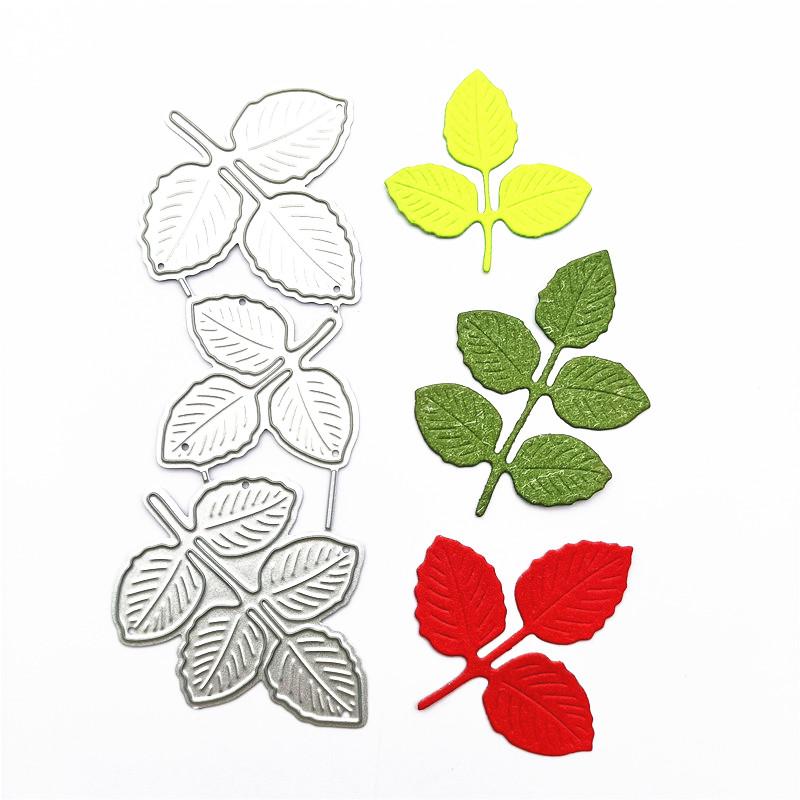 2pc Miexd Leaves and Five-petaled Floret Metal Cutting Dies DIY Scrapbooking Embossing Paper Photo Album Stamps Crafts Templates Mould Stencils