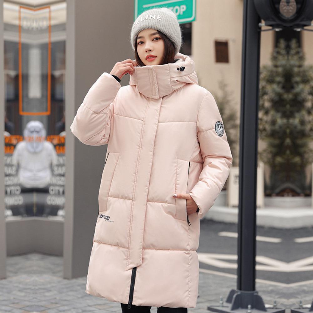 Fashion Cotton-padded Clothes Women s Thickened Fashion and Thin Down Cotton Clothes Medium Length and Loose M розовый