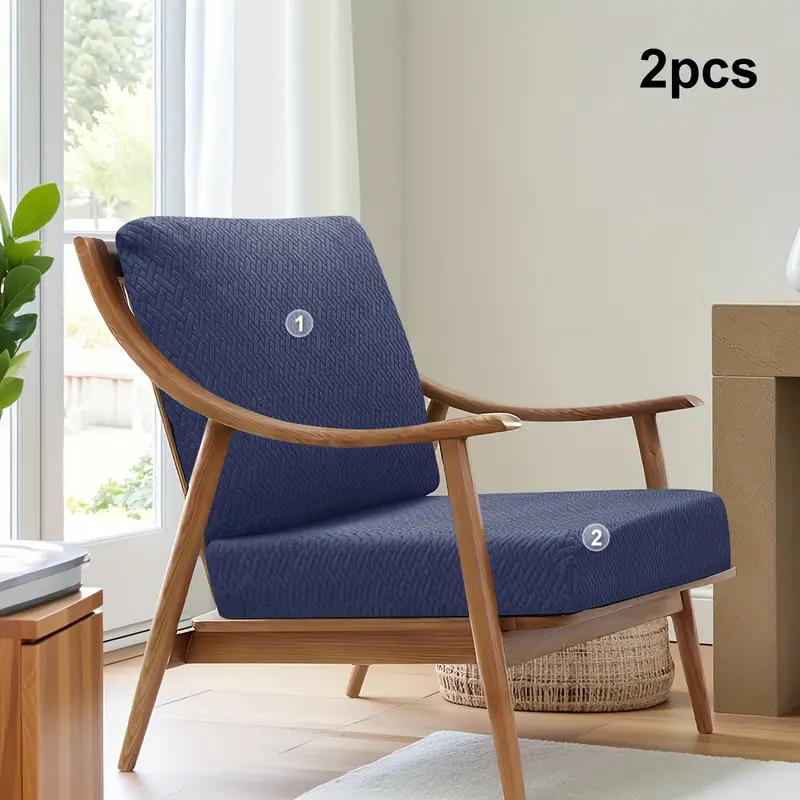 2pcs/set T Jacquard Chair Seat Cover All Wrap Elastic Armchair Cushion Cover Non-slip Dust-proof Protector for Living Room Hotel