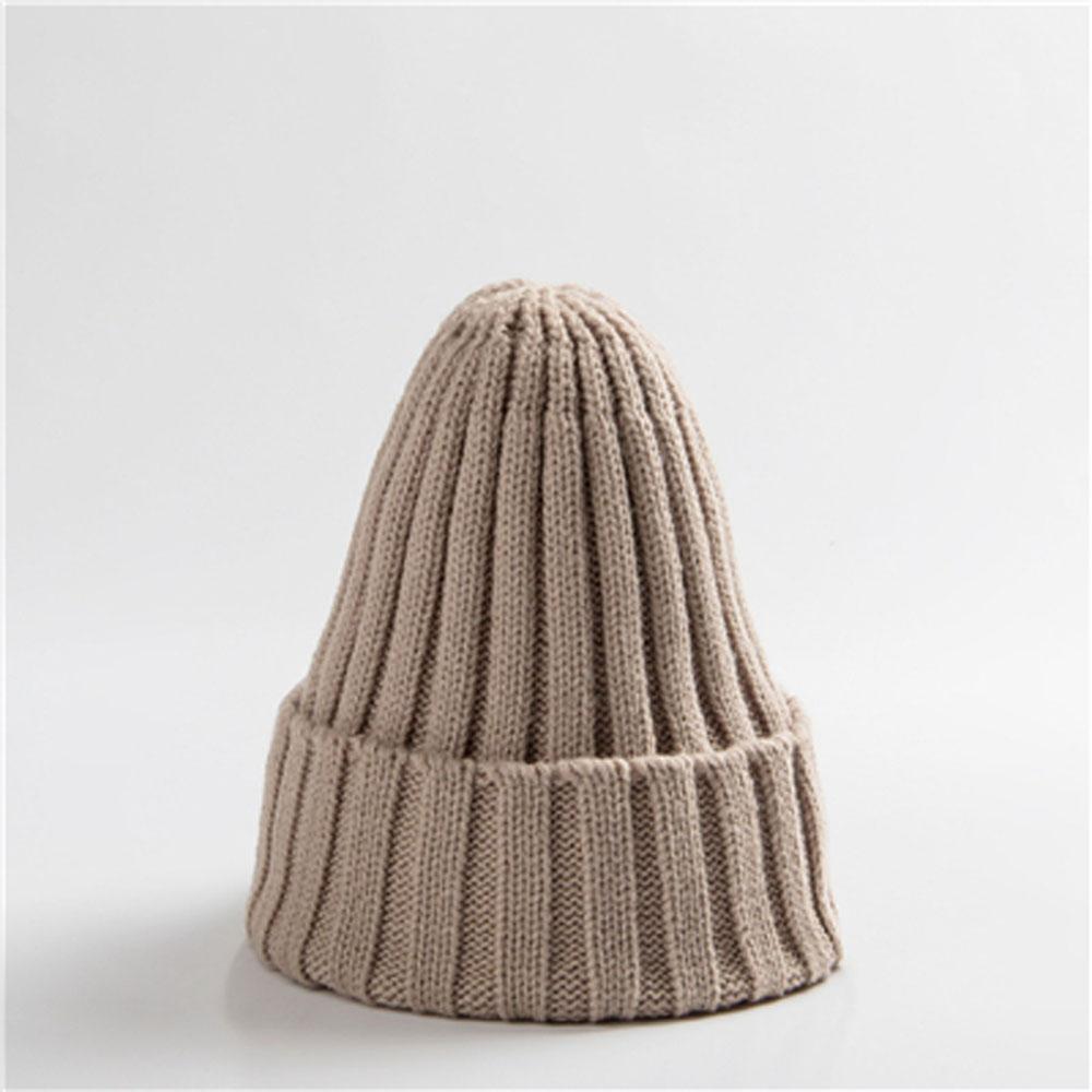 Trendy Autumn Winter Solid Edge Curl Woolen Knitted Skullies Beanies Unisex Ear Protection Warm Fitting Hood Hat