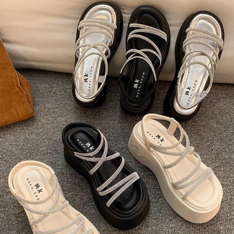 Sandals Women's 2025 New Summer Super Fire Beautiful with Skirts Versatile Not Tired Feet Heightening Thick-soled Roman Shoes