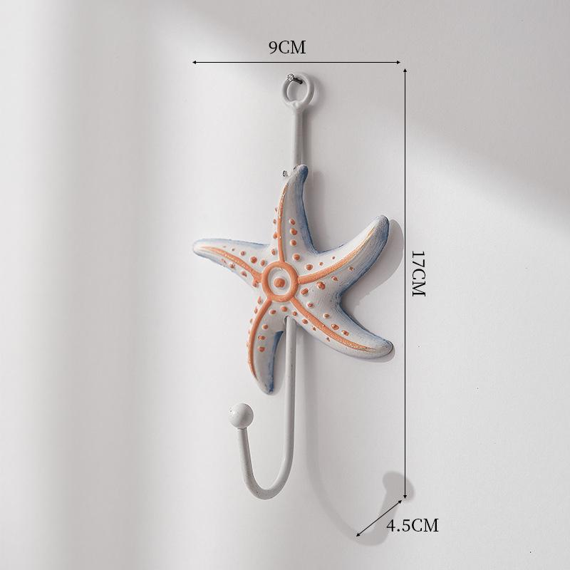 Starfish Cast Iron Wall Hooks Antique Blue Nautical Sea Life Decorative Wall Hook Ideal Beach Home Room Decor Hat Clothes Hanger
