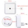 LED Night Light Mini Square Light Control Sensor Bedroom Living Room Corridor Bathroom Eye Protection EU/US Plug Night Lamp