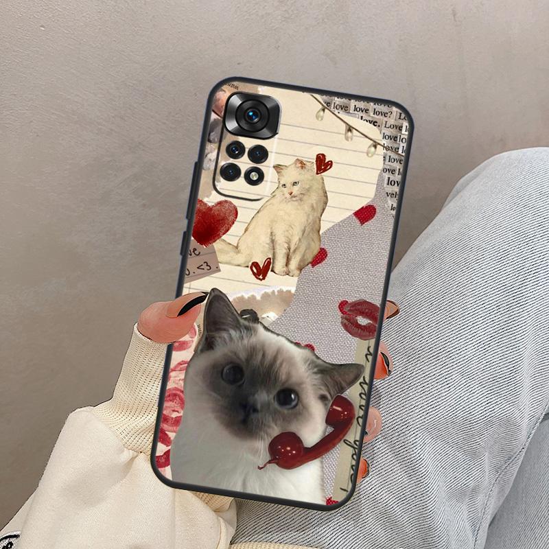 Funny Cute Kitty Cat Aesthetic For Xiaomi Redmi Note 14 9 10 11 12 13 15 Pro Plus Case Cover For Redmi 15C 14C 12C 10C 13C