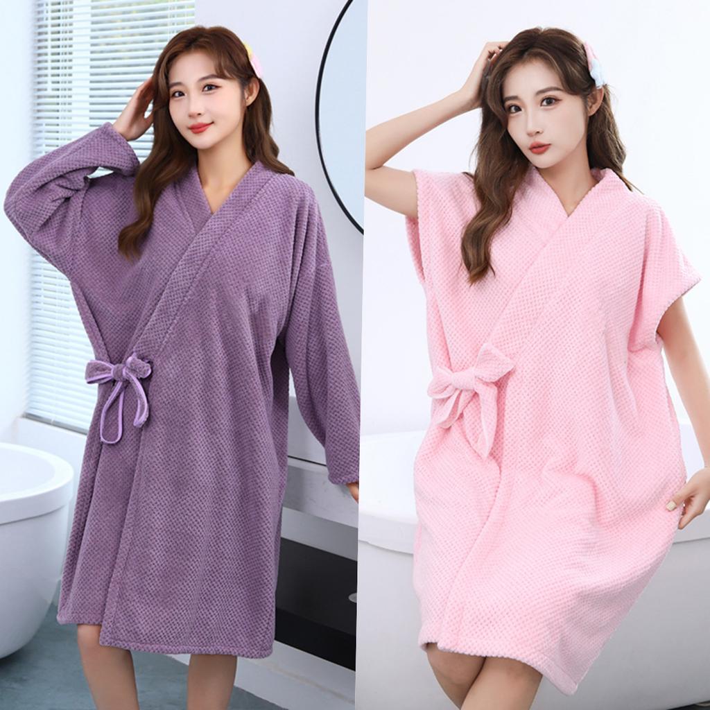 Bathrobes Are Soft and Absorbent Thickened and Wearable Bath Towels Adult Women's Home Hotel Bath Bathrobes Bath Skirts