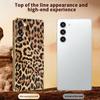 For Samsung Galaxy S23+ Case Leopard Print PU Leather Coated PC+TPU Electroplating Phone Cover
