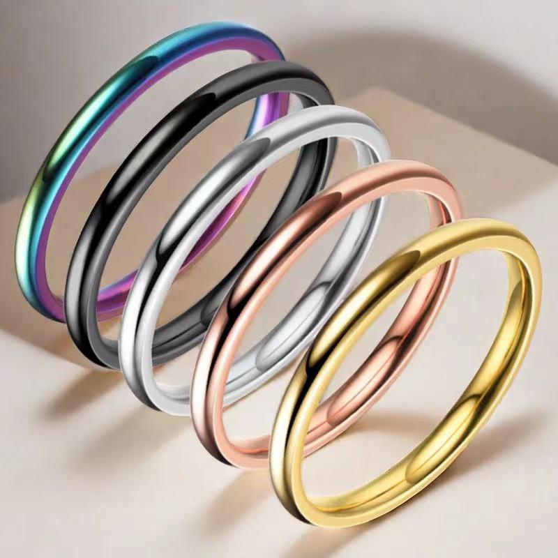 

2mm Minimalist Stainless Steel Ring for Women - Chic, Non-Fading Titanium Size 5
