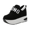 Black Red Platform Outdoor Shoes Hidden Heel Thick Sole Slip On Creepers Wedge Increase Shoes Ladies