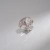 18k Gold Plated Zircon Flower Open Ring - Luxury European & American Style Index Finger Ring