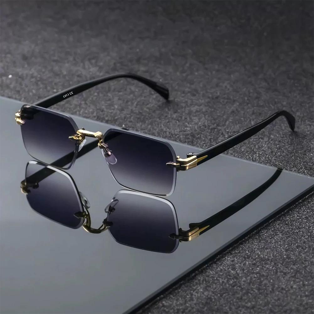 Women Men Universal Rectangle Frameless Sunglasses Festival Holiday Gift Sun Protection Vintage Alloy Glass Eyewear Accessories