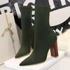 Bottes Cheville Femmes Talons Carrés Escarpins Mode Automne Confort Tissu Extensible Botte Chaussette Chaussures de Soirée Femme