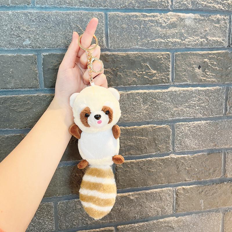 Plush Adorable Long Tailed Raccoon Toy Backpack Mini Doll Car Keychain Pendant
