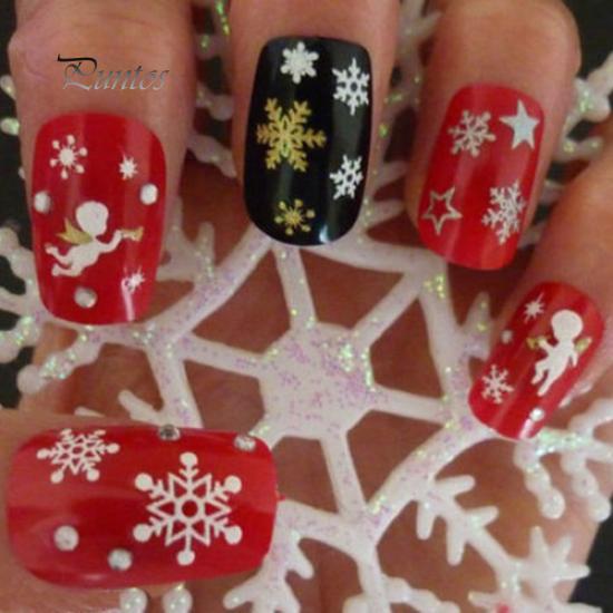 Fashionabla julsnöflingor Snowman 3D Nail Art Sticker Decal Girl fingernagel tillbehör