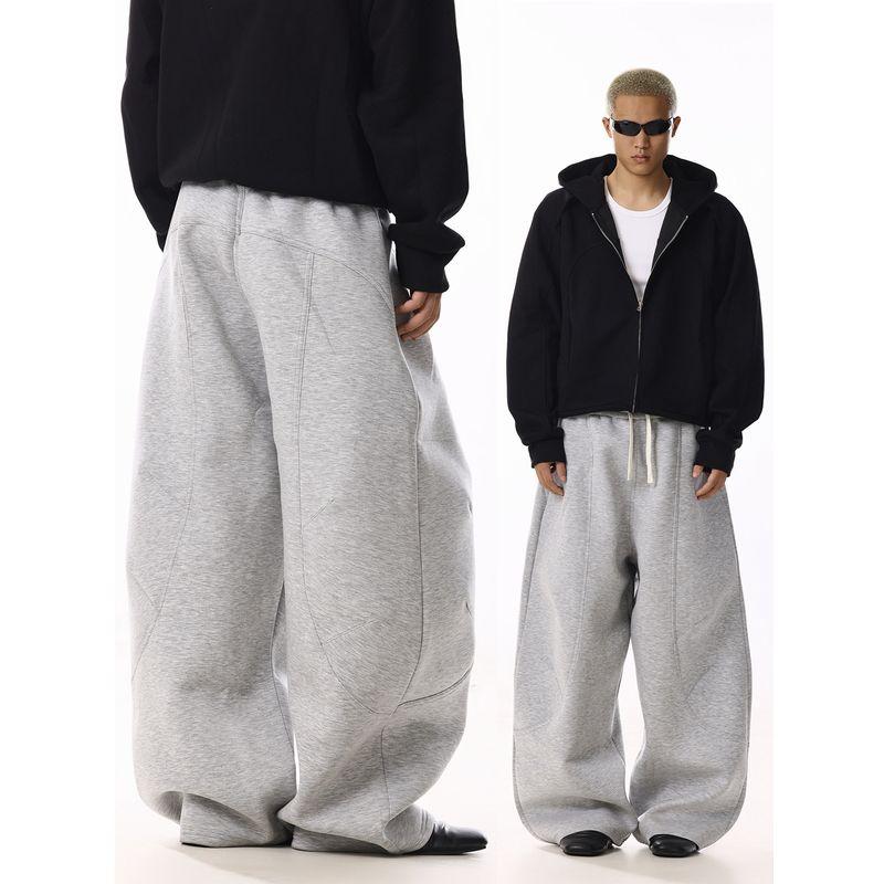 American Retro Deconstructed Design Curved-Leg Sweatpants for Men, High-End Loose-Fitting Versatile Casual Sports Couple Pants