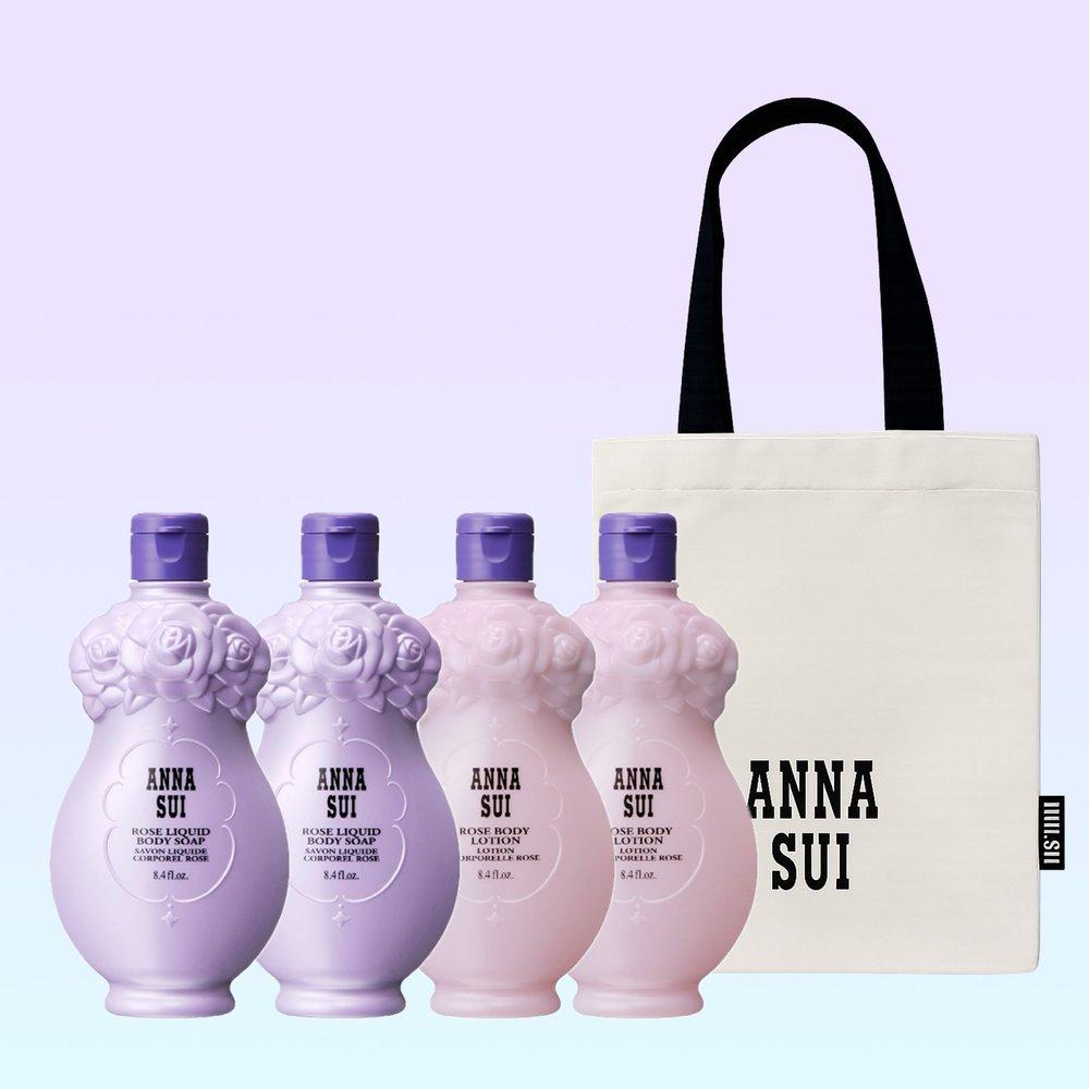 Anna Sui Rose Body Wash Soap*2 & Body Lotion*2 (+Eco Gifting Bag)