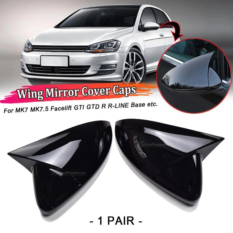 Side Rear View Mirror Cover Caps Signals For VW Golf MK7 7.5 Facelift TSI TDI GTI R GTD Glossy Black Mirror Case Car Accessories