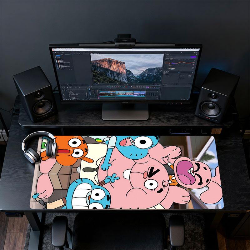 The Amazing World of Gumball Mouse Pad, Large Gaming Desk Mat, Non-slip XXL Mousepad for Laptop & Tablet, Mini PC Playmat with Stitched Edges