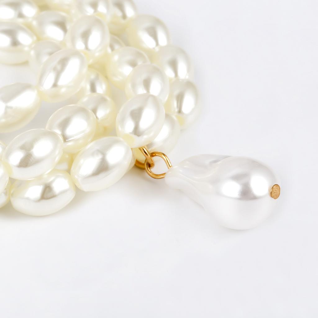 Personalised Fashion Geometric Beaded Necklace Simple Multi-layer Pearl Shaped Pendant Necklace Female