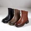 First Layer Cowhide Chelsea Boots Women's 2025 Autumn and Winter New Khaki Retro Leather Short Boots Women's Leather Boots