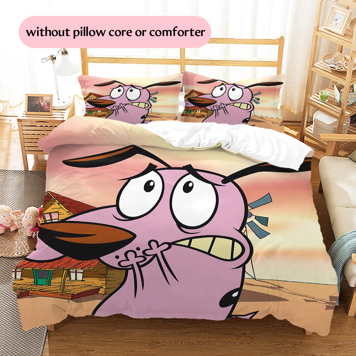 

Courage the Cowardly Dog Pattern Bedding Home Decoration Birthday & Festival Gift (1 * duvet cover + 2 * pillowcase, without core) 135x200cm