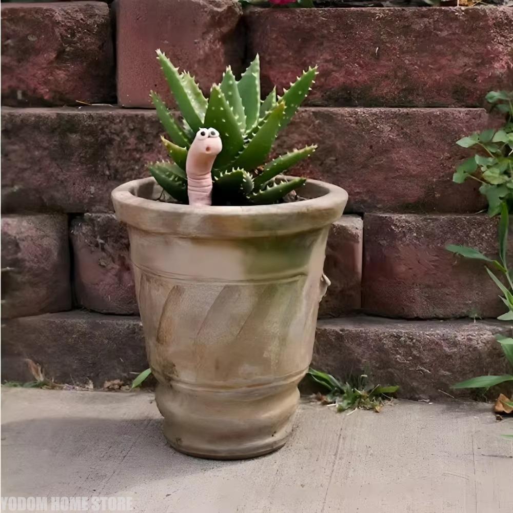Potted Plant Humidity Monitor Battery Free Cute Earthworm Soil Moisture Meter metais for Indoor Outdoor Plant Lawn Funny Sensor