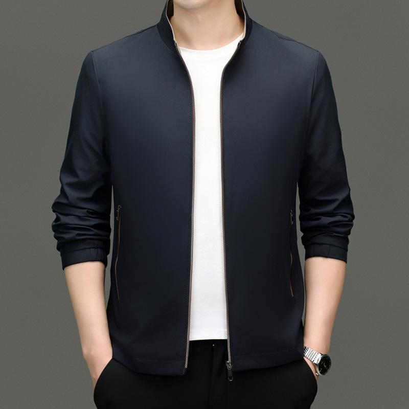 Spring/Autumn Men's Stand Collar Business Jacket - Professional Attire for Young & Middle-aged Bosses