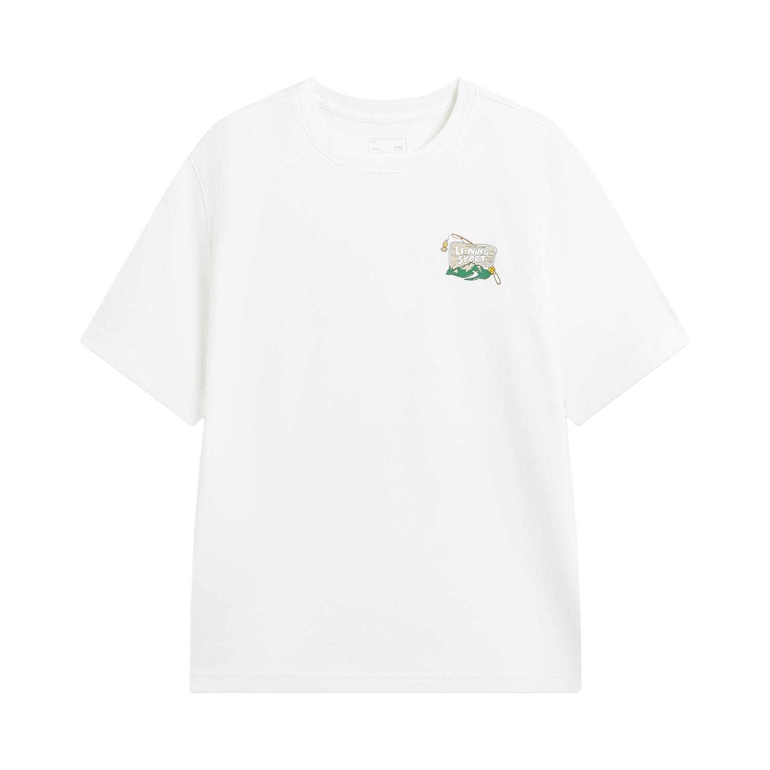 Li-Ning Round Neck Pattern Letter Couple T-Shirt Unisex Tops ATSW295-1 S