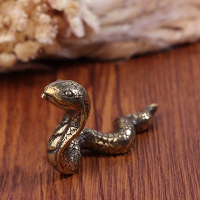 Antike Bronze Cobra Schlange Miniatur Figuren Kupfer Schnitzereien Sternzeichen Tier Schreibtisch Dekorationen Tee Haustiere Ornamente Messing Handwerk