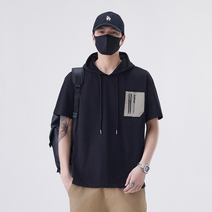 New Summer Style Boy Polo Shirt Casual Wear Short-sleeved Oversized Round Neck T-shirt Hooded Breathable Fabric Practical Daily Use