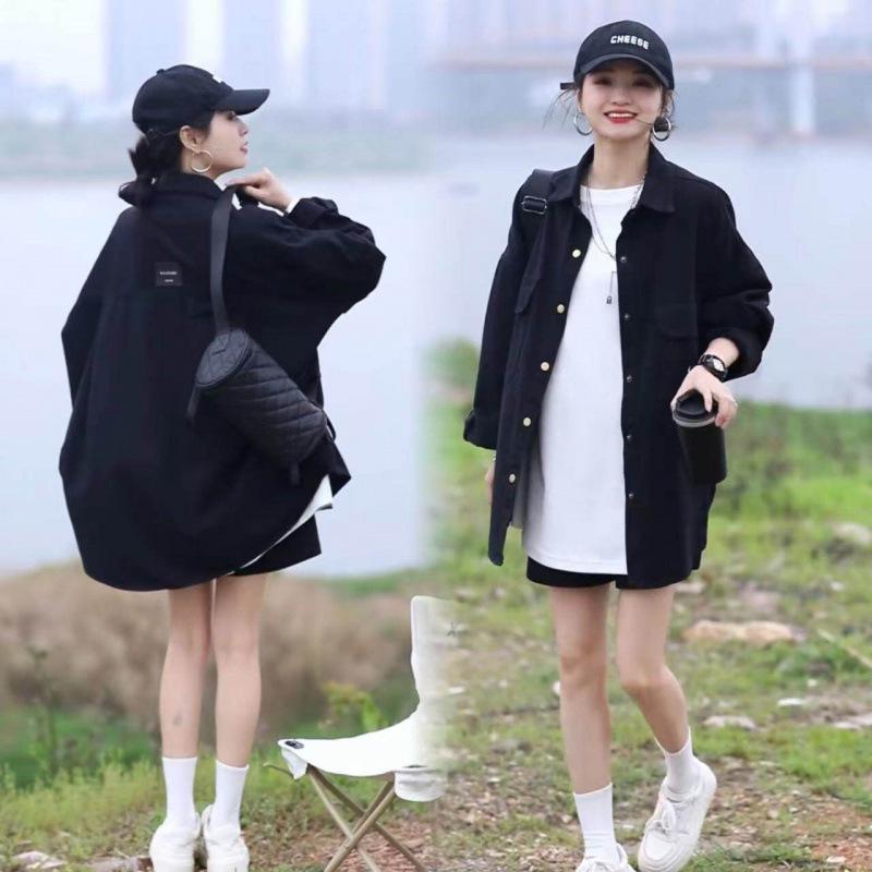

Women s Plus Size Loose Denim Shirt Jacket - Autumn Versatile Korean Chic Cardigan Extra Extra Large чорний