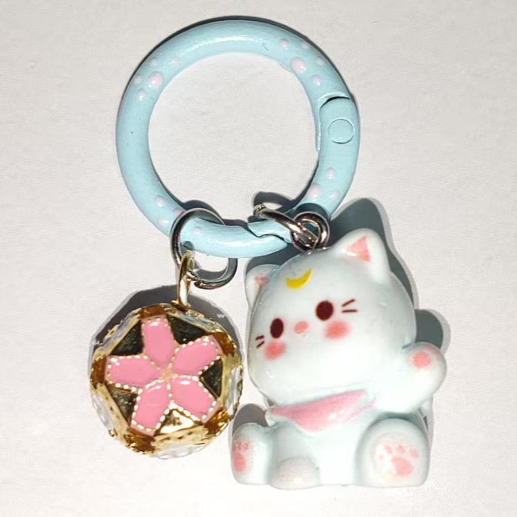 Kawaii Plush Cute Cat Keychain Flocking Animal Pendant Phone Lanyard Hanging Keycord Charm Key Chains DIY Accessories Girl Gifts