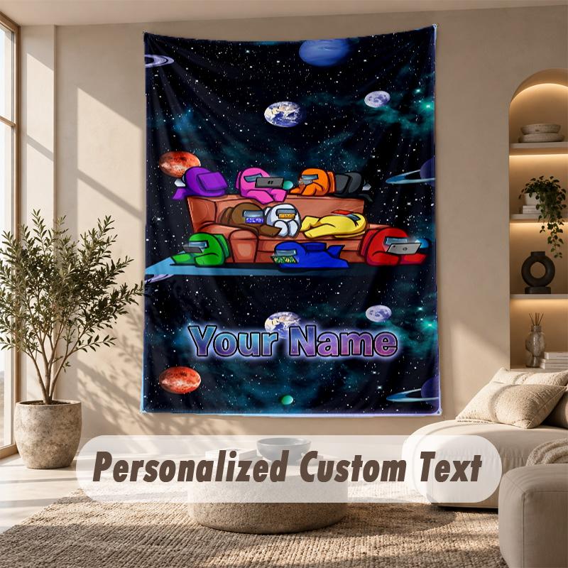 Among Us Tapestry, Personalized Custom Text, Wall Hanging Tapestry For Living Room Home Wall Decor