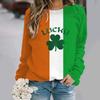 2025 Spring and Autumn New 3D Lucky Clover Digital Printing Casual Crew Neck Pullover Crew Neck Sweater