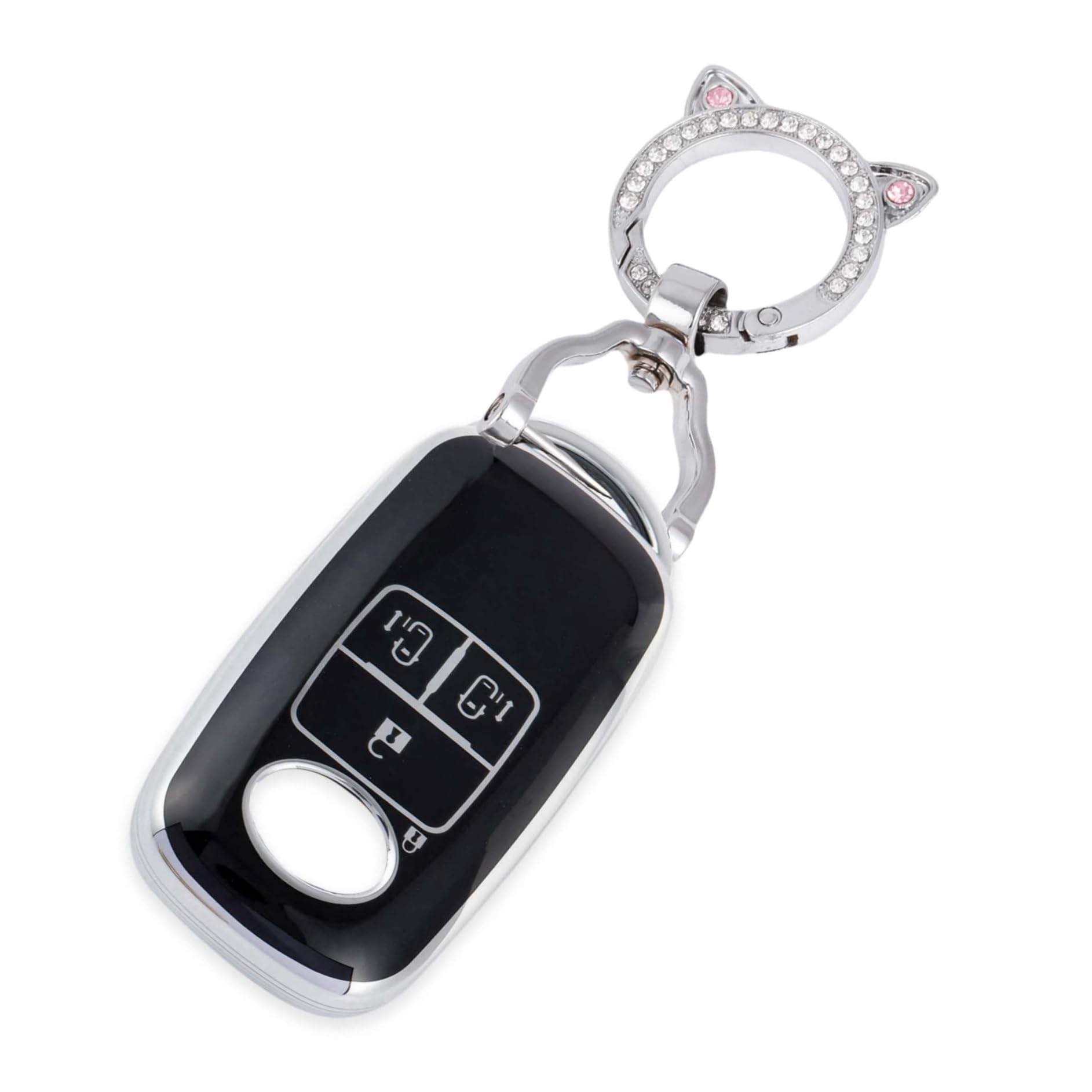 

Чехол для ключа для Toyota Rise Roomy Чехол для ключа для Daihatsu Rocky New Taft Tanto Custom Чехол для смарт-ключа Кошачьи ушки [ZANEKO] (Милый черный) чёрный