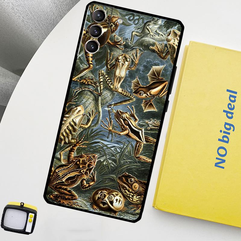 Vintage Retro Frog Mushrooms Phone Case For Samsung Galaxy S25 Ultra S20 S21 S22 S23 Plus S24 Ultra S9 S10 S25 FE Cover