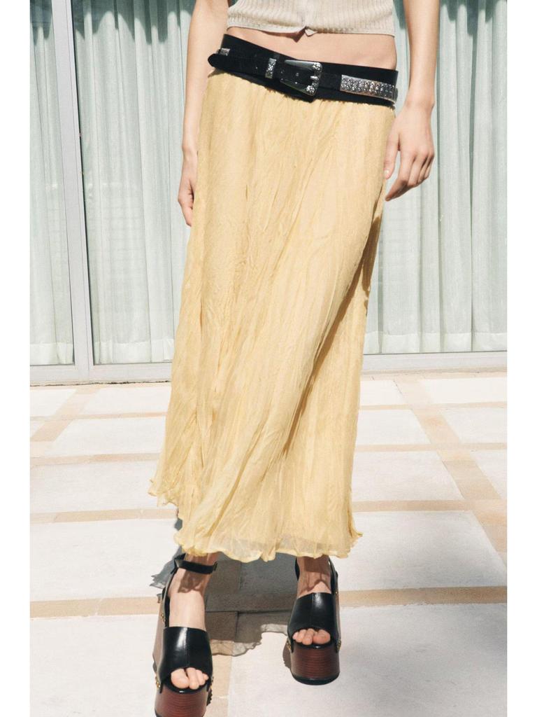 2025 European & American Style High-End Women's Pleated High Waist Slimming Midi Skirt