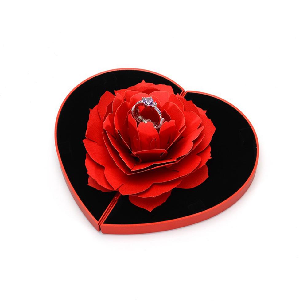 Valentine's Day Gift Rose Flower Ring Box Heart Ring Box Jewelry Box Proposal Wedding Decoration Mystery Box valentines Gifts