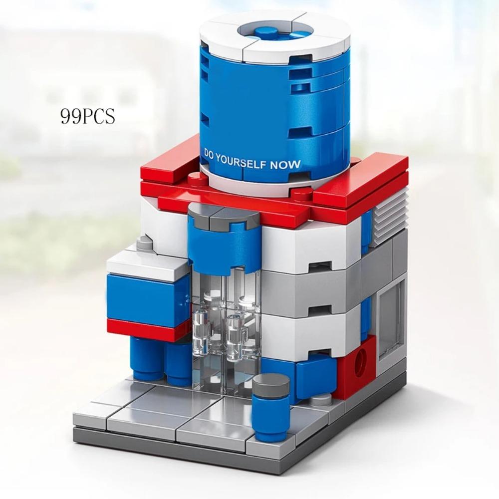 Mini Shop Market Street View Sets Model Building Blocks Hamburger Restaurant Retail Store Creative Architecture Friend Girl City