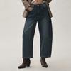Women's Fashionable Solid Color Washed Versatile High Waist Loose Straight Leg Jeans Pants