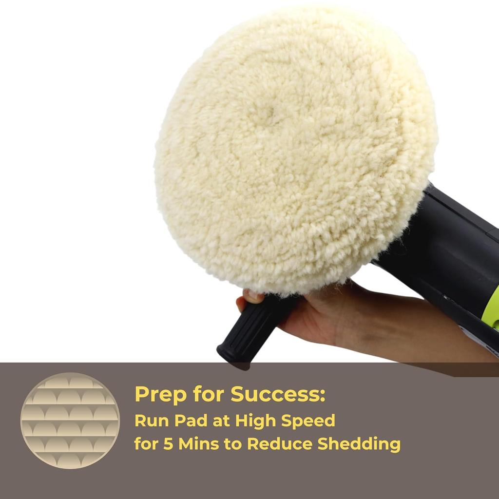 Woolous Wool Buffing Pad, 7 Inch 100% Natural Lambswool Polishing Pad Bonnet Hook And Loop For Car And Boat Polishing, Cutting And Detailing