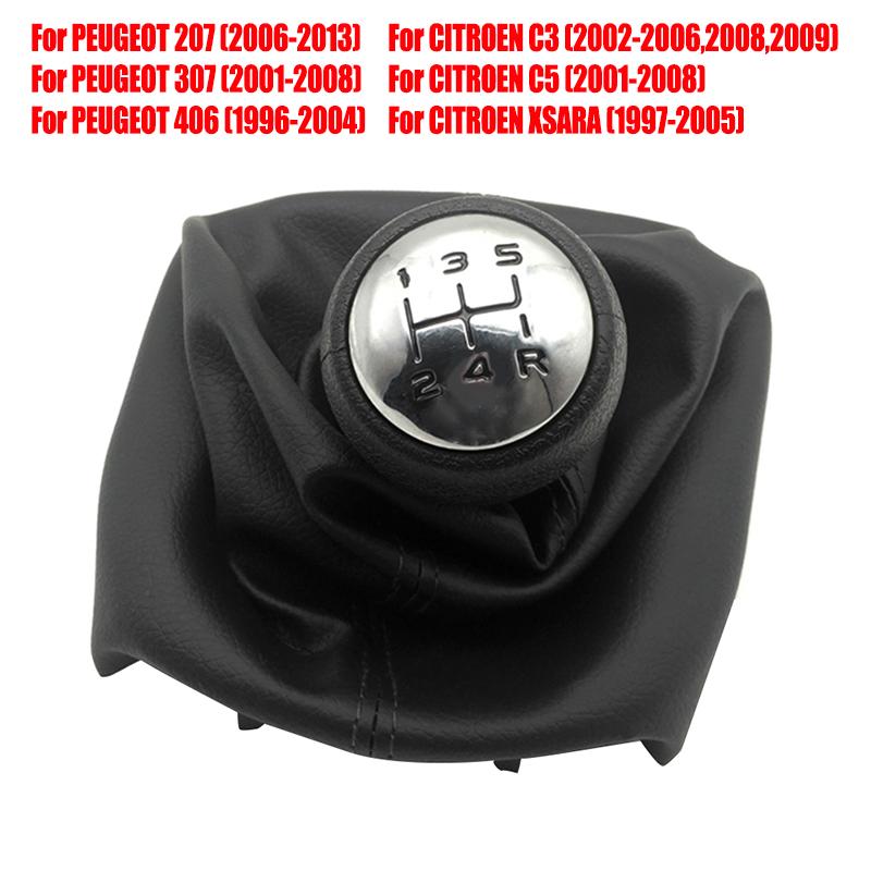 5 Speed Gear Shift Knob Shifter Boot for Peugeot 206 205 207 306 307 308 309 406 Citroen C3 C4 C5 Knob Boot PU Car Accessories