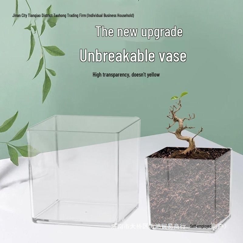 Thick Acrylic Square Vase & Fish Tank for Hydroponic Plants and Flowers